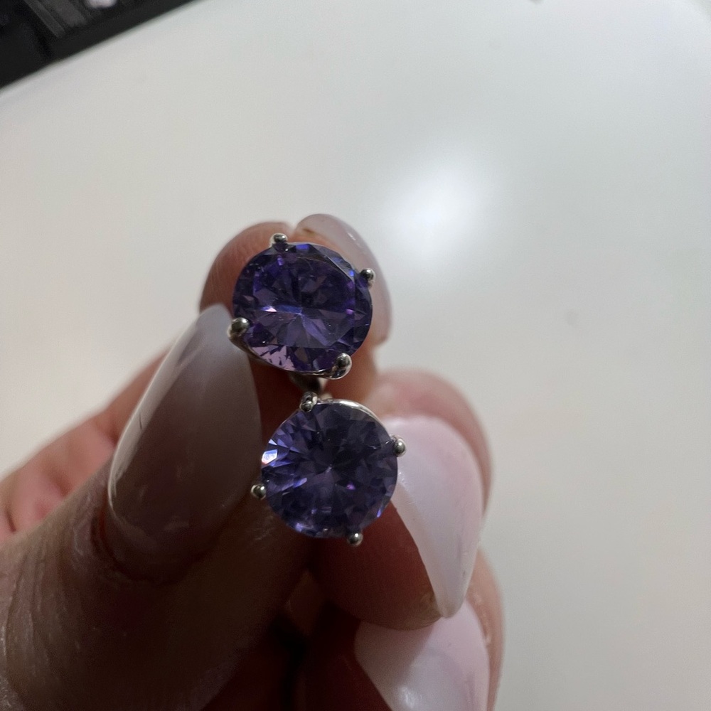 Elegant Sterling Silver Purple Amethyst Stud Earrings